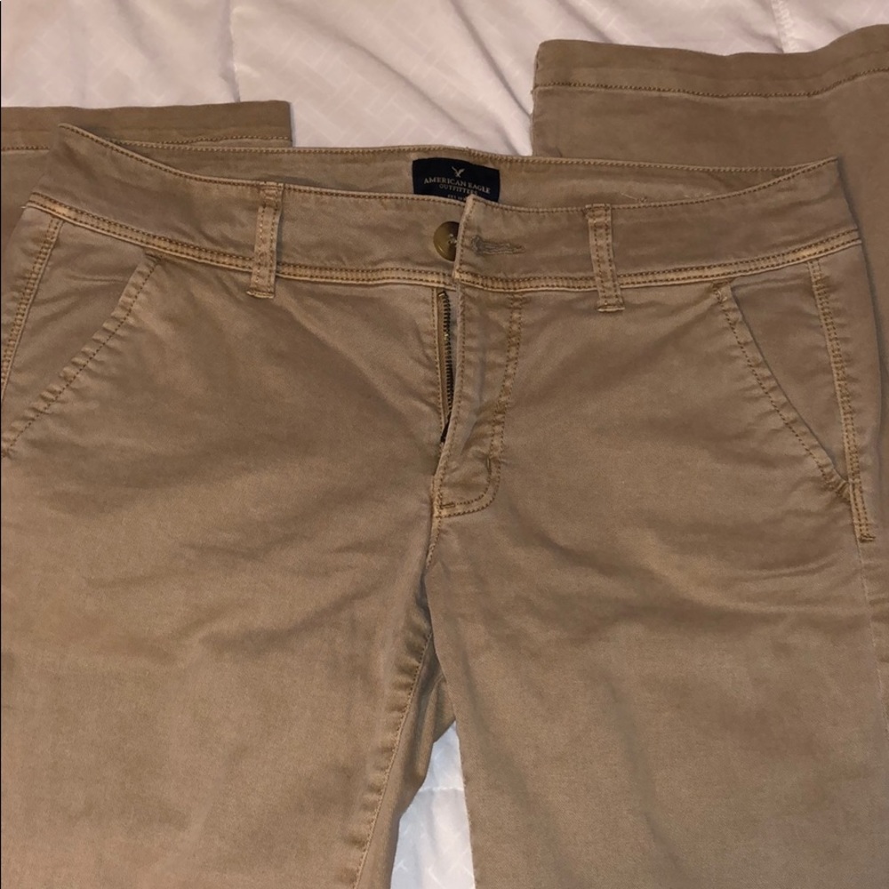 American Eagle kick boot stretch khakis